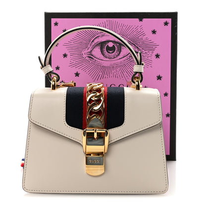 Gucci Calfskin Mini Sylvie Top Handle Bag White 11 of 11