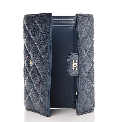 Chanel Metallic Caviar Quilted Medium Flap Wallet Dark Blue 5 of 9