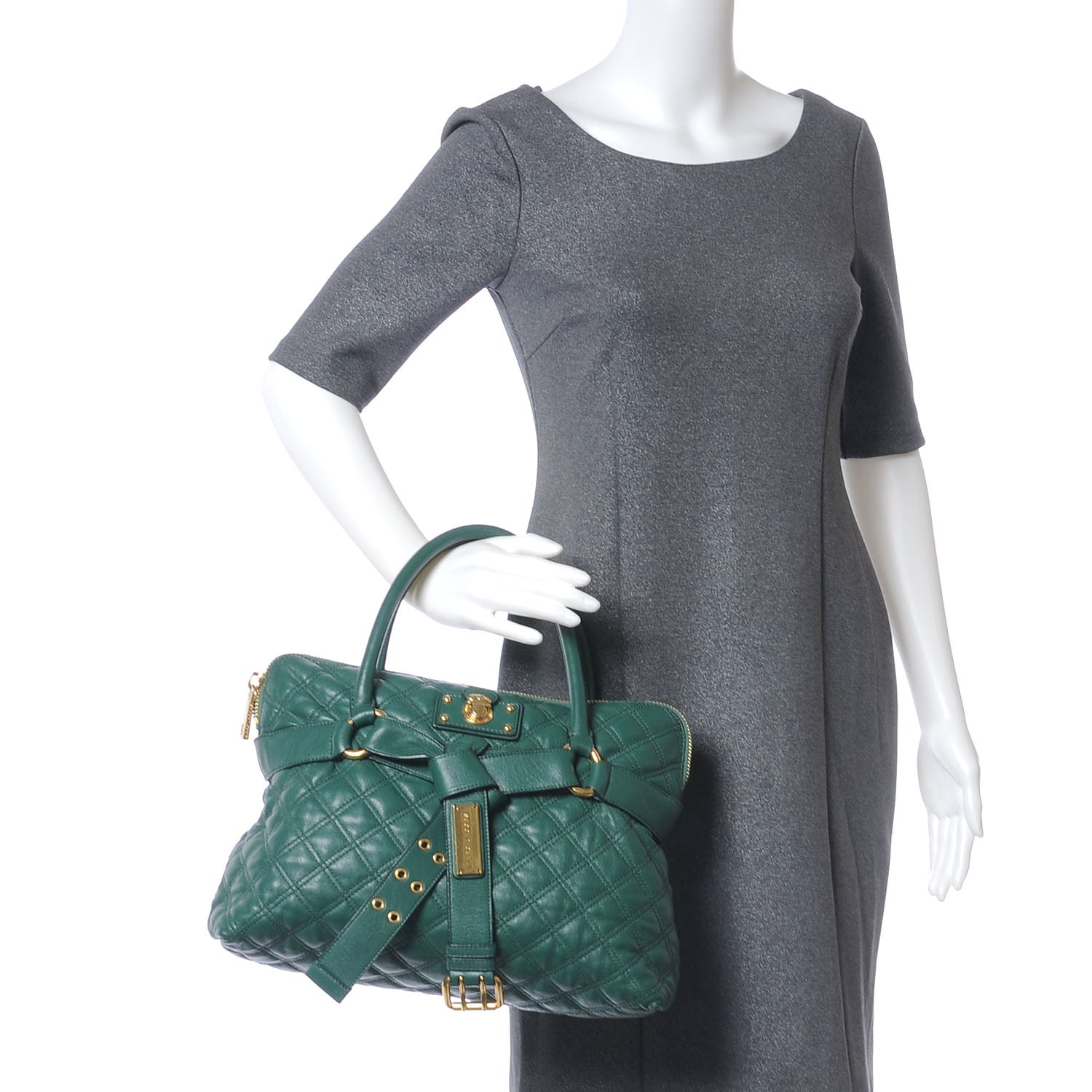 Marc Jacobs Leather Quilted Bruna Tote Teal 2 of 8