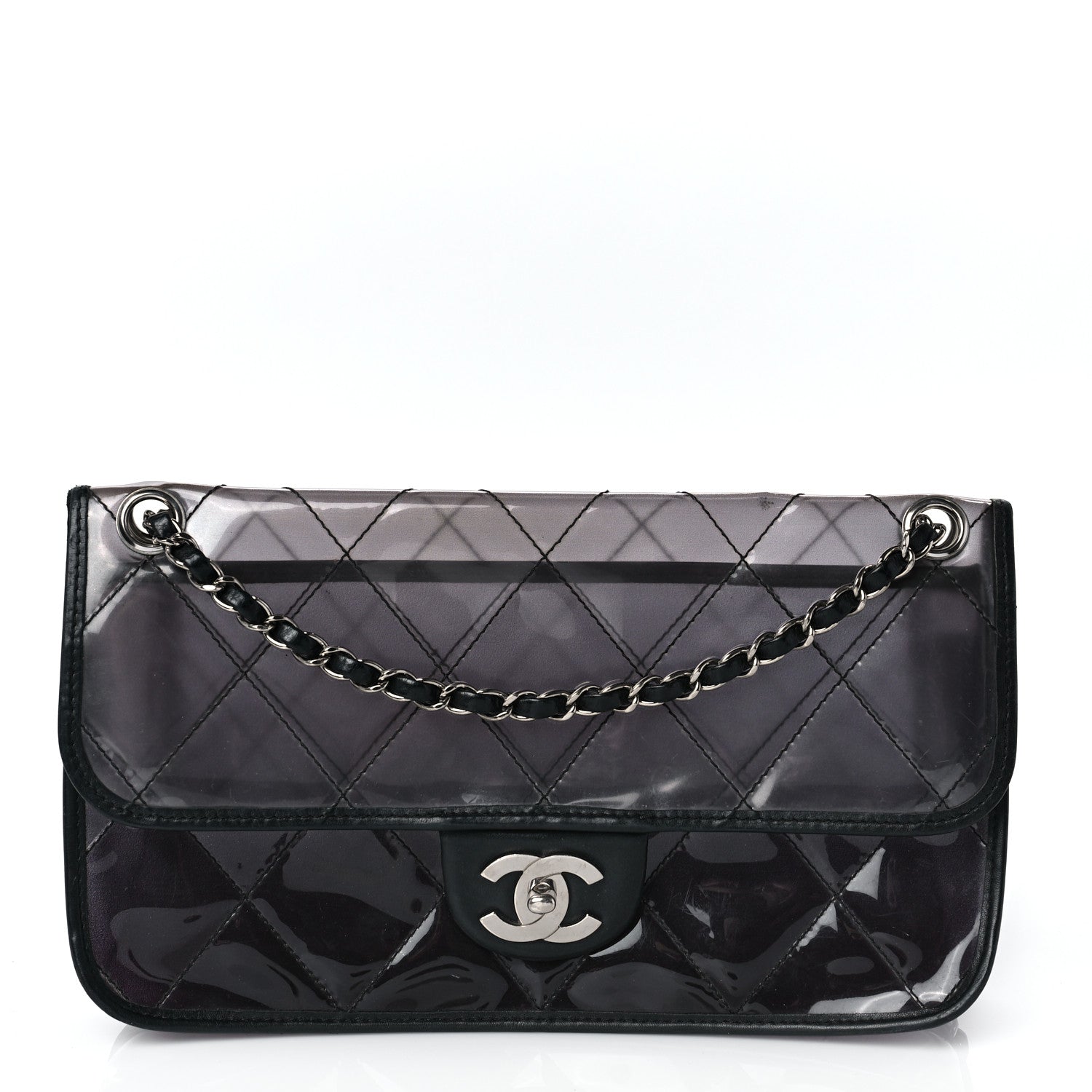 Chanel Vinyl Quilted Degrade Jumbo Single Flap Black 1 of 8
