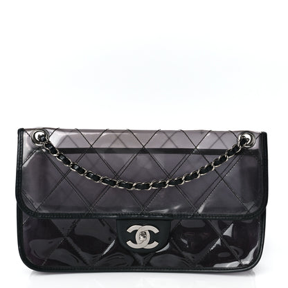 Chanel Vinyl Quilted Degrade Jumbo Single Flap Black 1 of 8