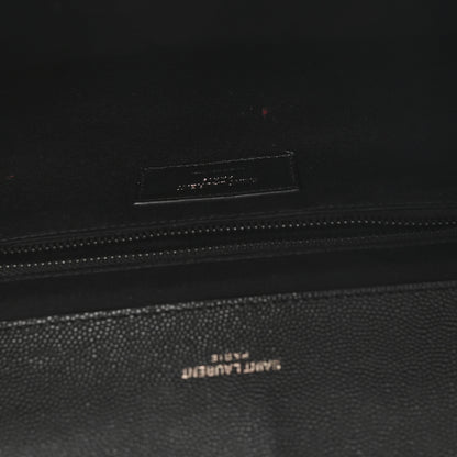 Saint Laurent Grain De Poudre Textured Mixed Matelasse Large Triquilt Monogram Monochrome Satchel Black 11 of 12