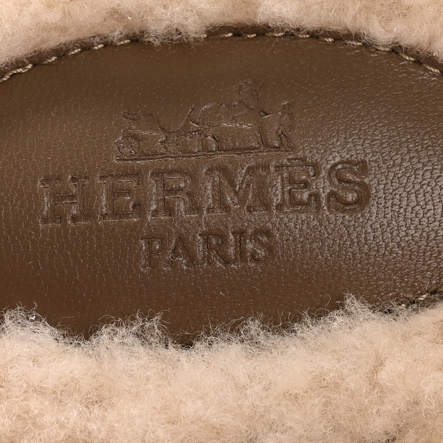 Hermes Suede Goatskin Shearling Womens Oz Mules 38 Etoupe Ecru 8 of 10