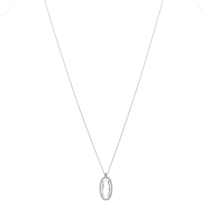 Suzanne Kalan 18K White Gold Diamond White Topaz Oval Pendant Necklace 1 of 3