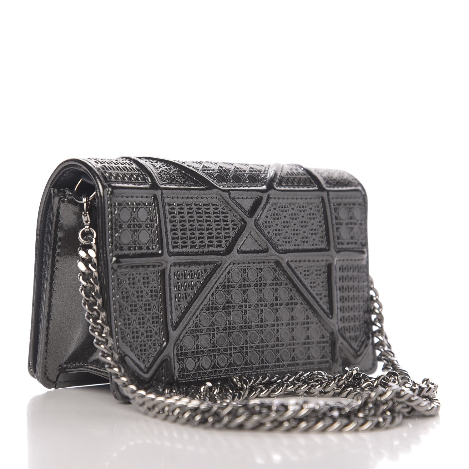 Christian Dior Metallic Patent Micro-Cannage Baby Diorama Flap Bag Onyx Black 3 of 9