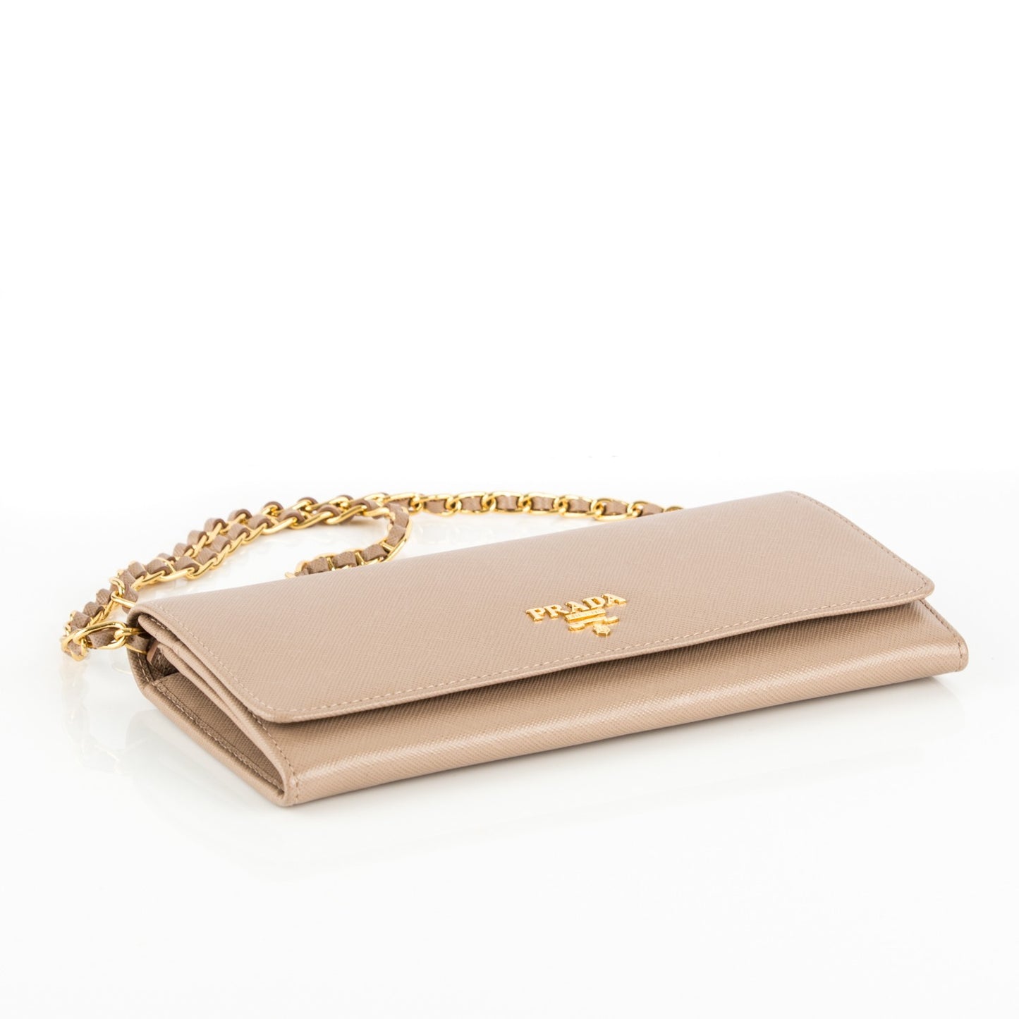 Saffiano Metal Oro Chain Wallet Cammeo