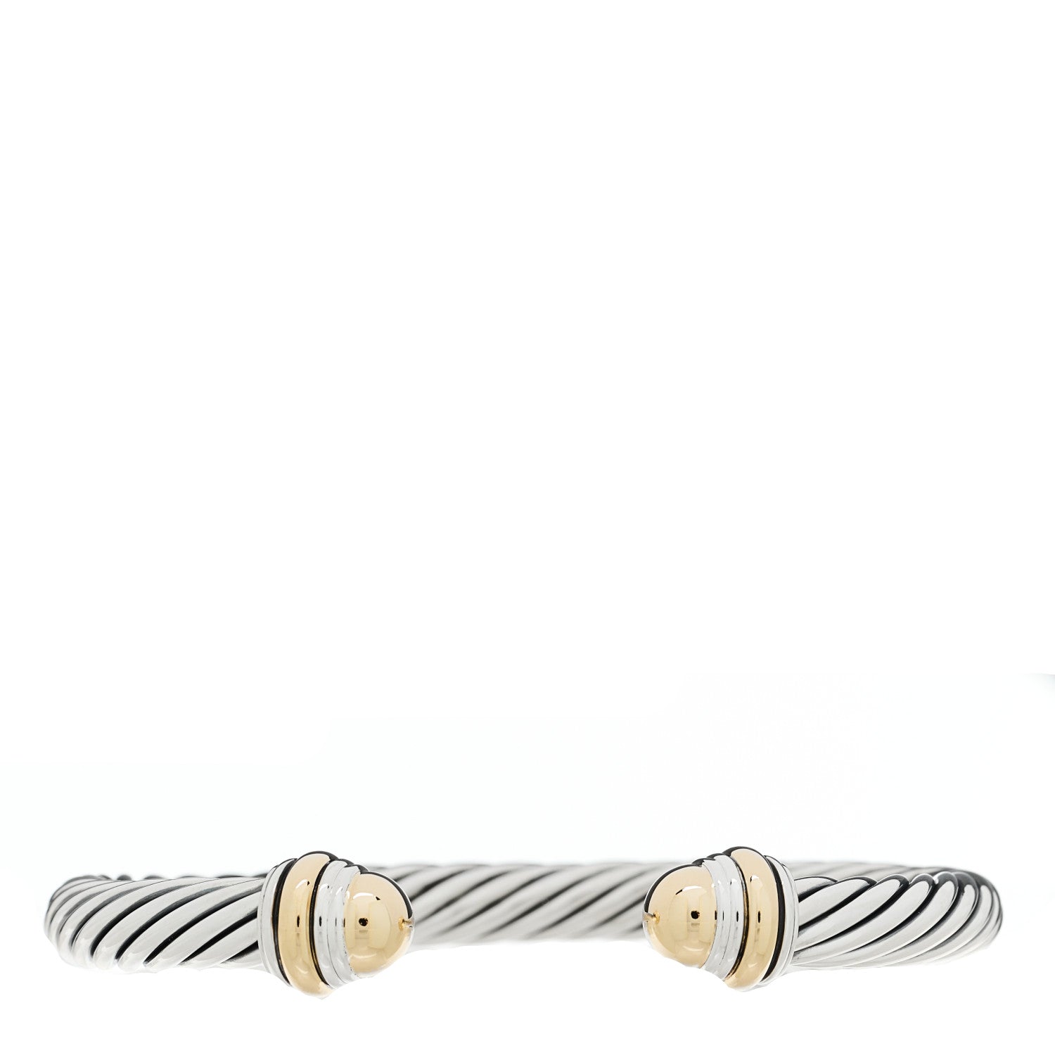 David Yurman Sterling Silver 14K Yellow Gold 7mm Cable Classics Dome Bracelet 1 of 4