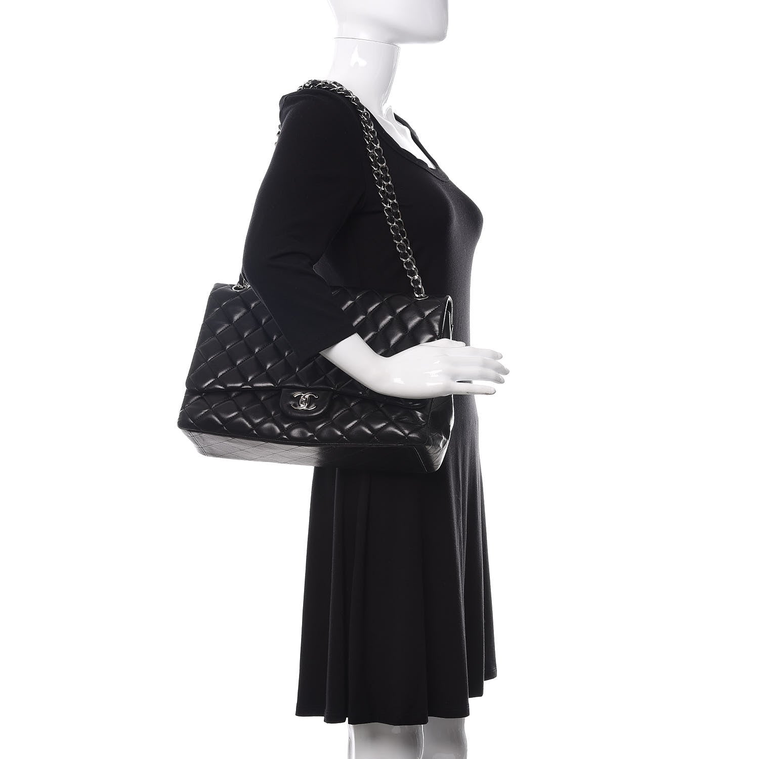 Chanel Lambskin Quilted Maxi Single Flap Black 2 of 10