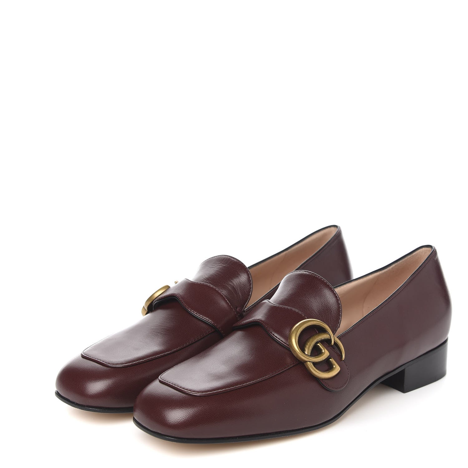 Gucci Malaga Kid Womens GG Marmont Loafers 37.5 Vintage Bordeaux 3 of 10