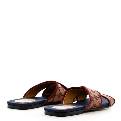 Gucci Canvas GG Monogram Womens Criss Cross Slide Sandals 39 Sahara Rubino Chardonnay 4 of 9