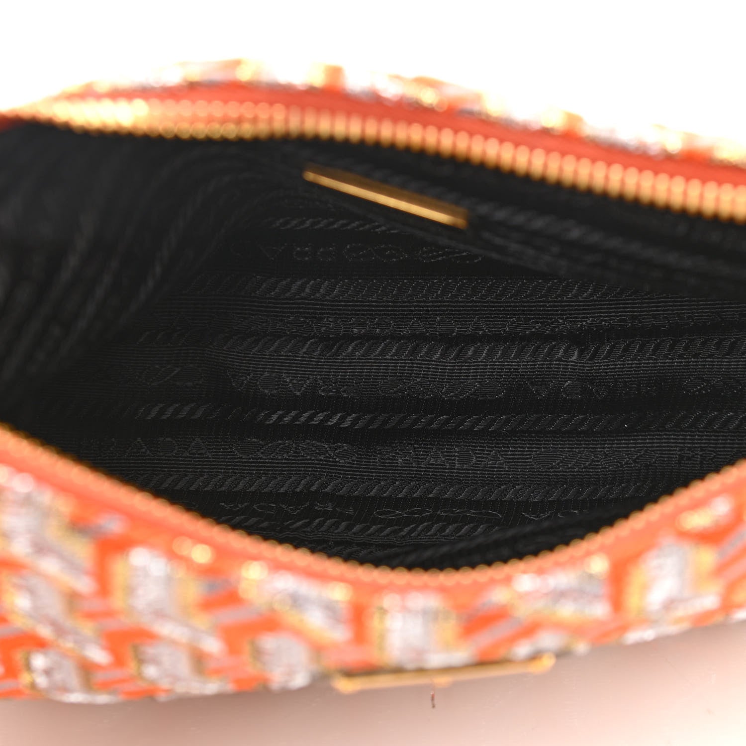 Prada Broccato Mini Re-Edition 2000 Bag Arancio Twist 5 of 12