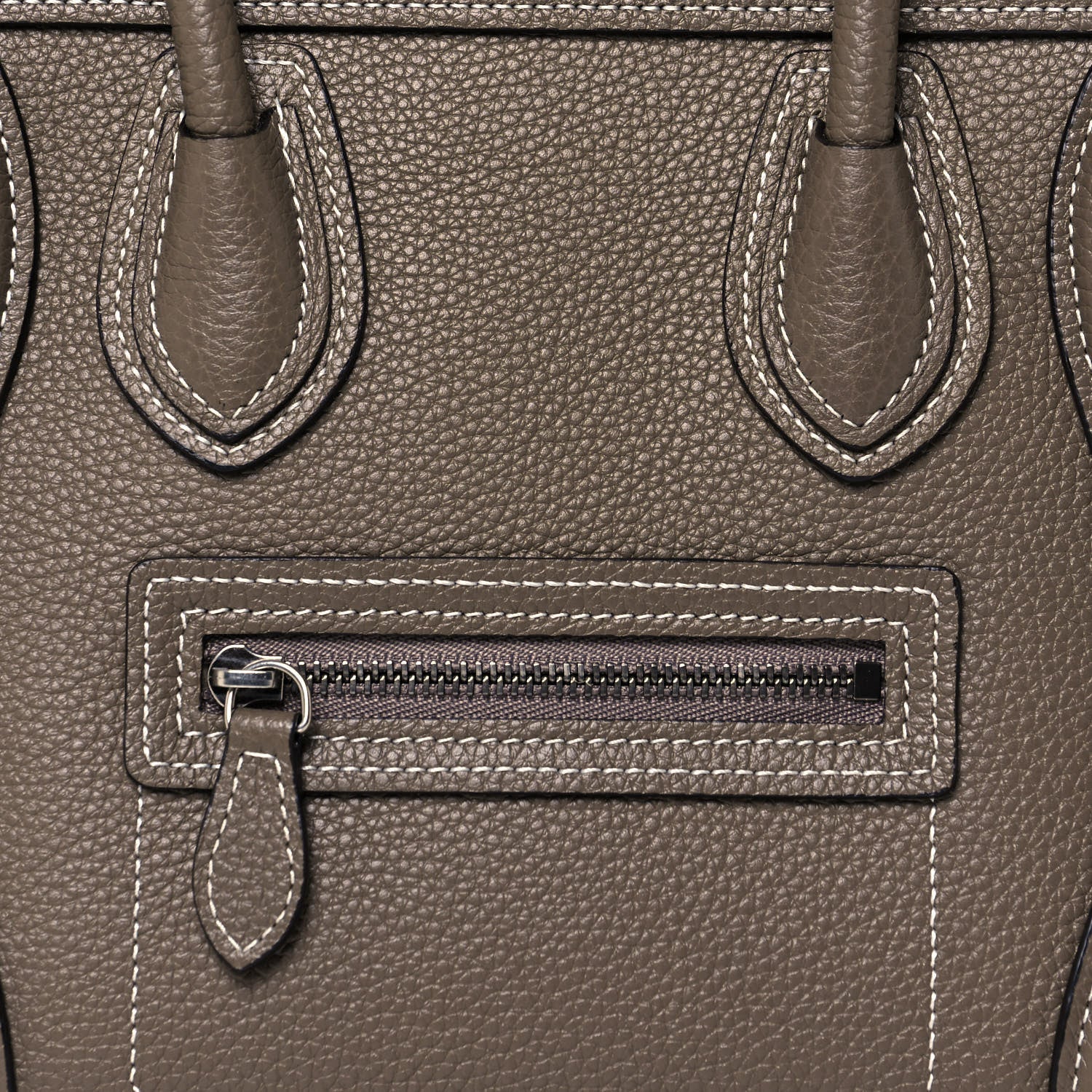 Celine Drummed Calfskin Nano Luggage Souris 8 of 14