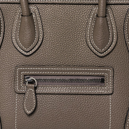 Celine Drummed Calfskin Nano Luggage Souris 8 of 14