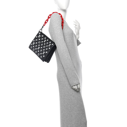 Louis Vuitton Lambskin Embossed Monogram Coussin PM Black White 2 of 10