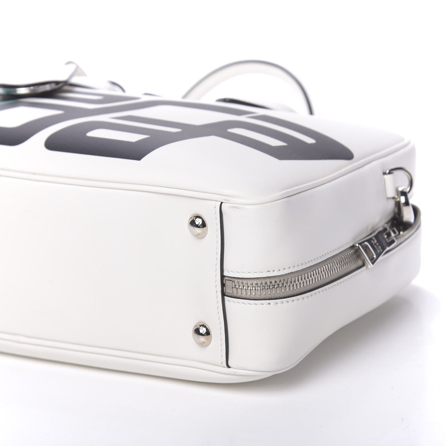 City Calfskin Racing Logo Bowler White Black