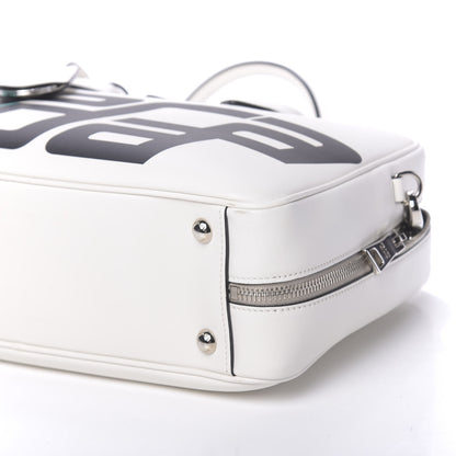 Prada City Calfskin Racing Logo Bowler White Black 8 of 9
