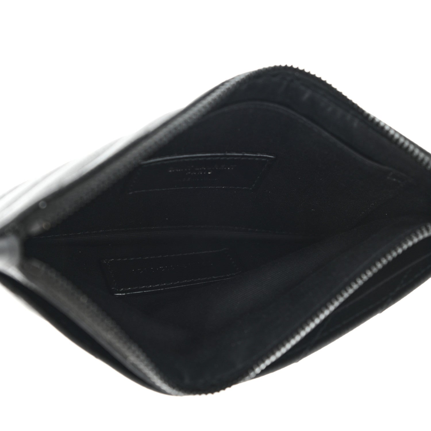 Saint Laurent Grain De Poudre Chevron Monogram Bill Pouch Black 5 of 10