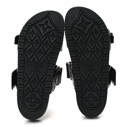 Louis Vuitton Lambskin Embossed Monogram Bom Dia Flat Mule Sandals 35 Black 6 of 9