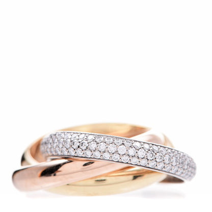 Cartier 18K White Yellow Pink Gold Diamond Classic Trinity Paved Ring 56 7.5 1 of 6