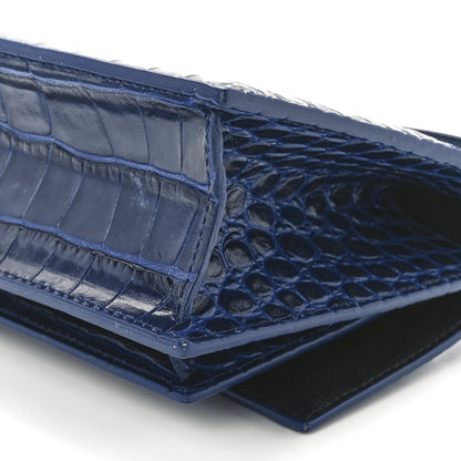 Balenciaga Shiny Calfskin Crocodile Embossed XS Sharp Top Handle Bag Navy 11 of 11