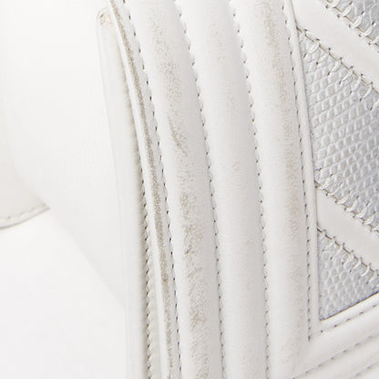 Chanel Lizard Chevron Stitched Small Boy Flap White Silver 11 of 11