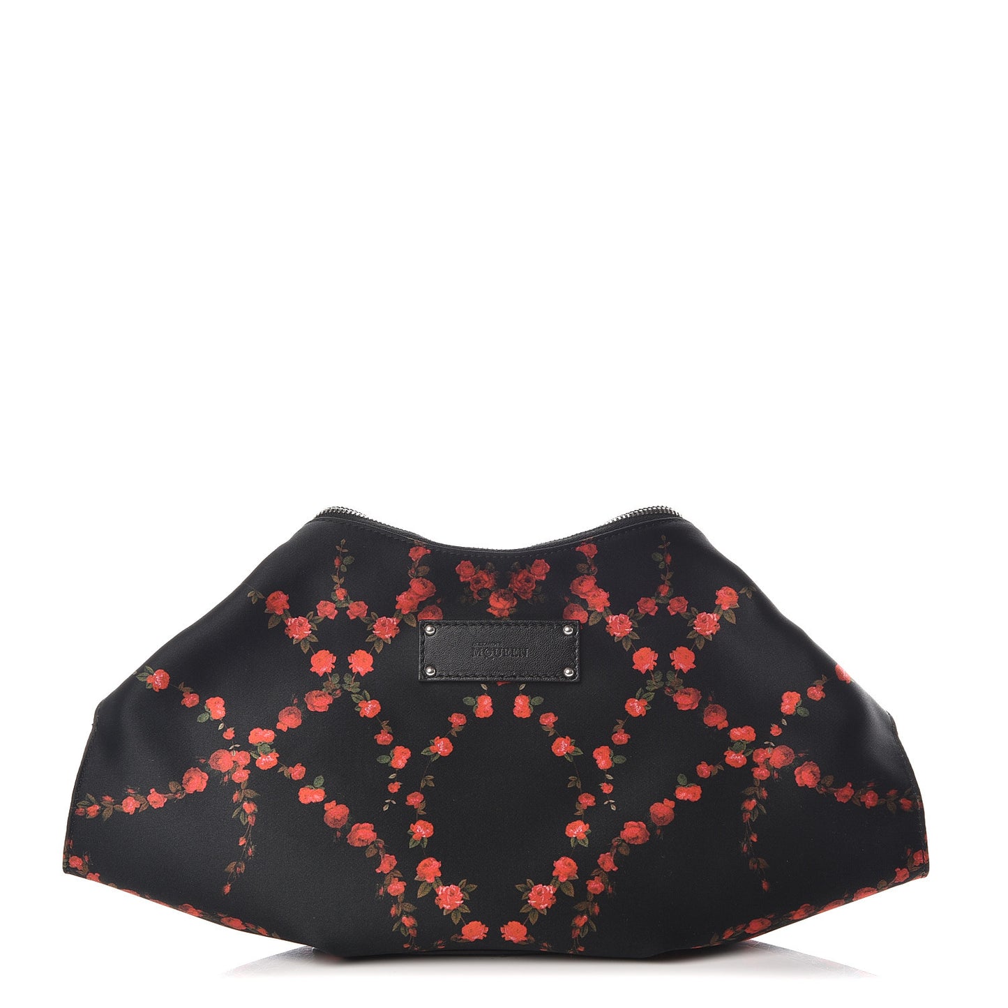 Silk Printed Roses De Manta Clutch Black Red