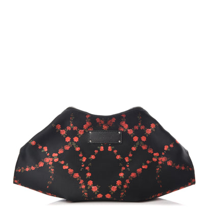 Alexander McQueen Silk Printed Roses De Manta Clutch Black Red 1 of 10