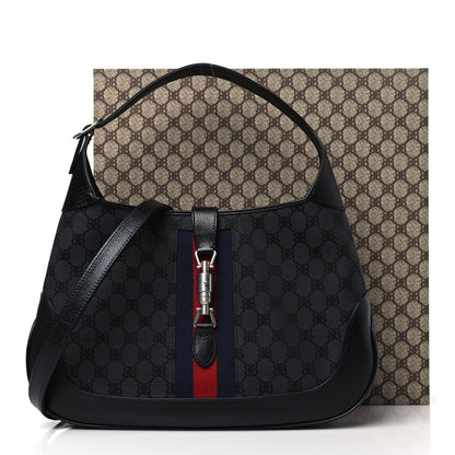 Gucci X BALENCIAGA Supreme Monogram Calfskin Web Medium Jackie 1961 Hobo Black 11 of 11
