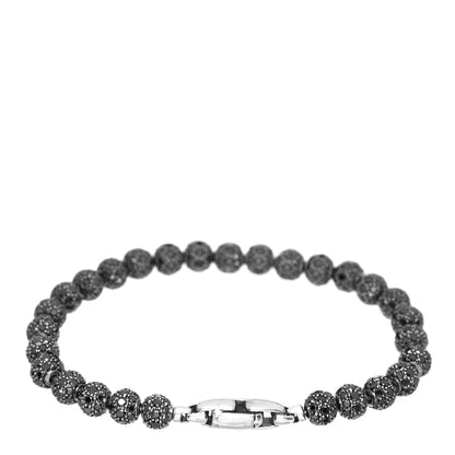 David Yurman Sterling Silver Black Diamond 6mm Spiritual Beads Bracelet M 3 of 4