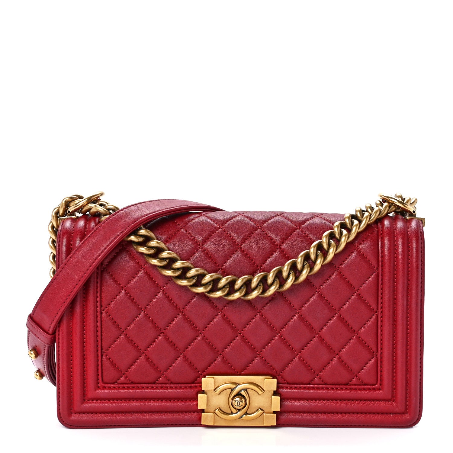 Chanel Lambskin Quilted Medium Boy Flap Dark Red 1 of 11