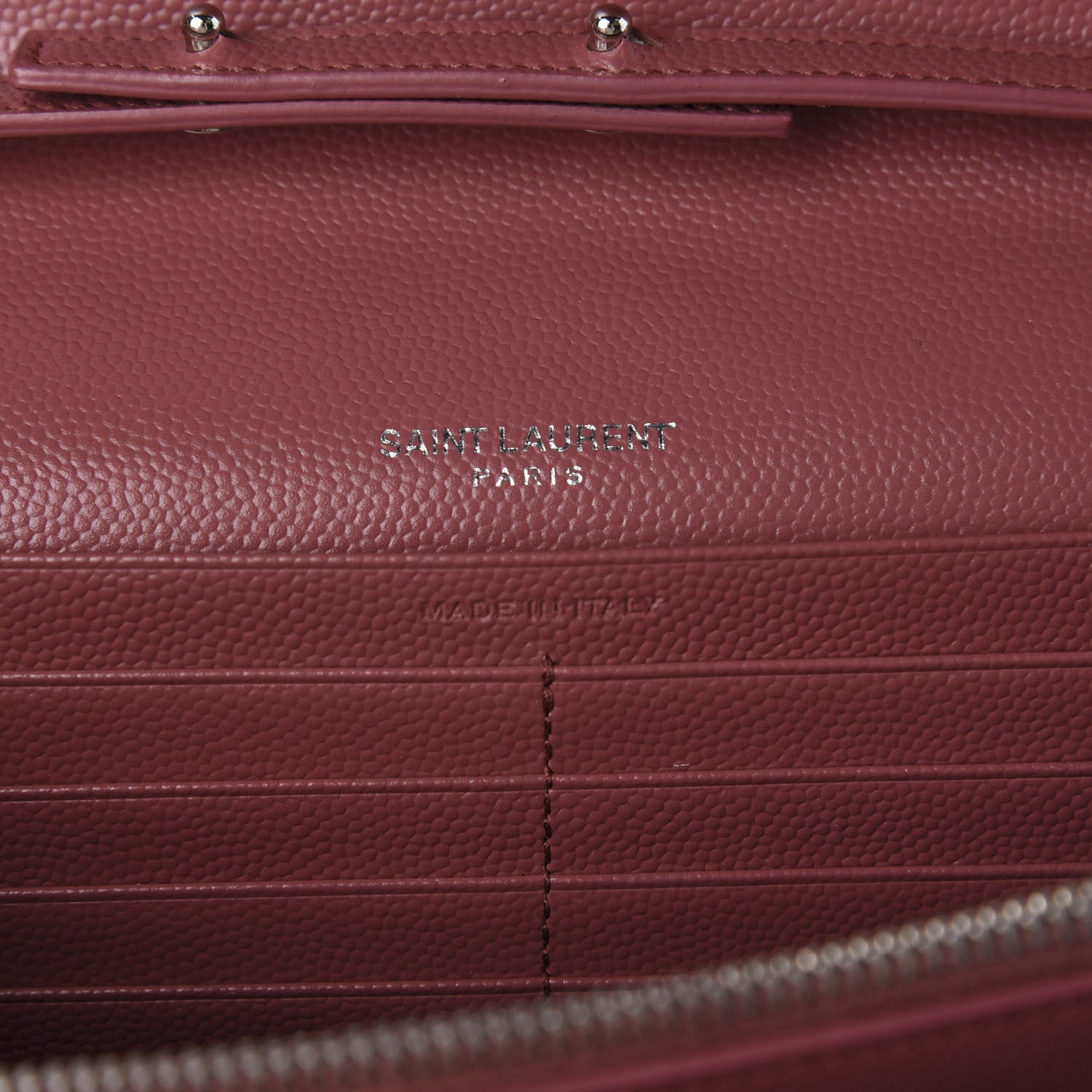 Saint Laurent Grain De Poudre Matelasse Chevron Monogram Chain Wallet Blush Fonce 8 of 10