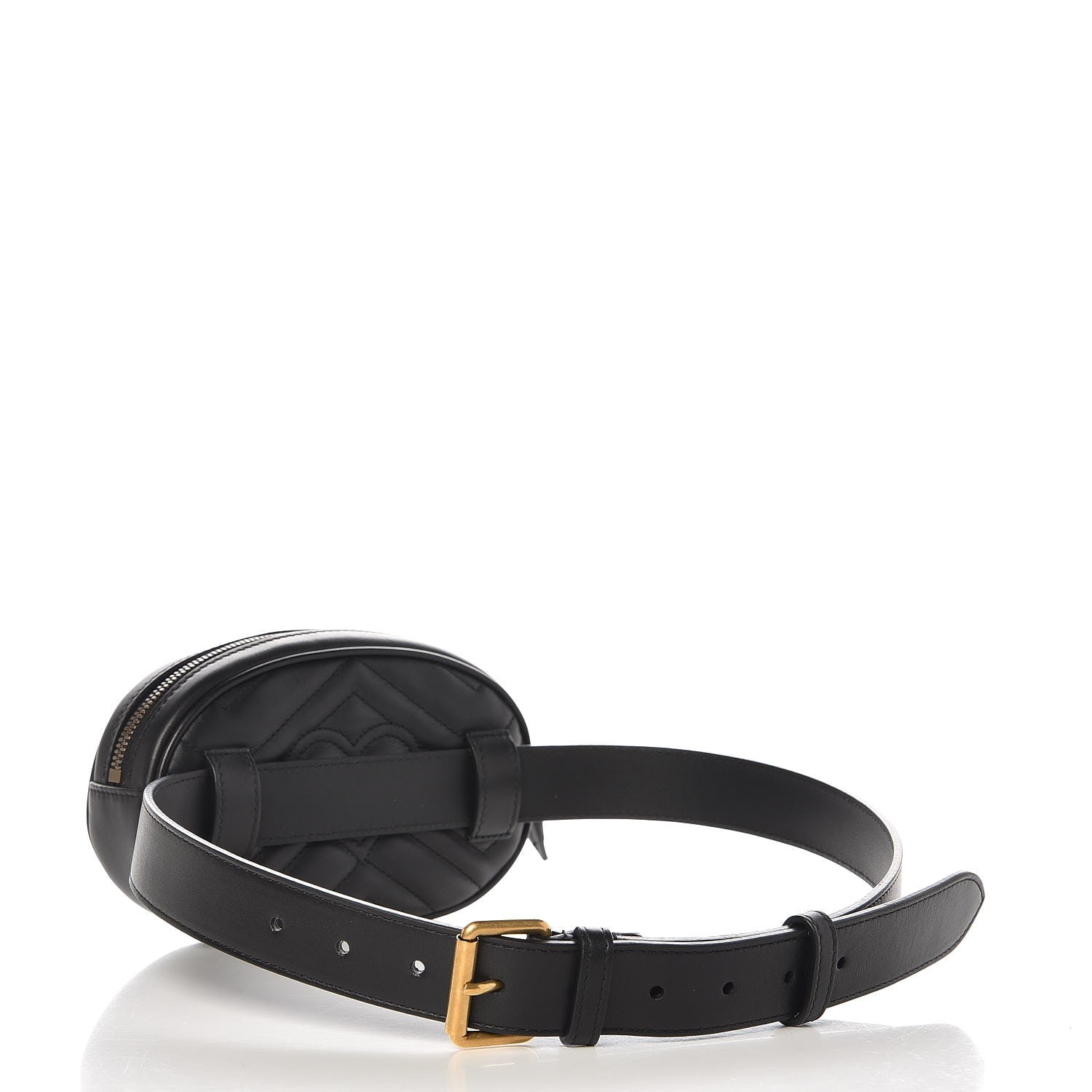 Gucci Calfskin Matelasse GG Marmont Belt Bag 85 34 Black 3 of 8
