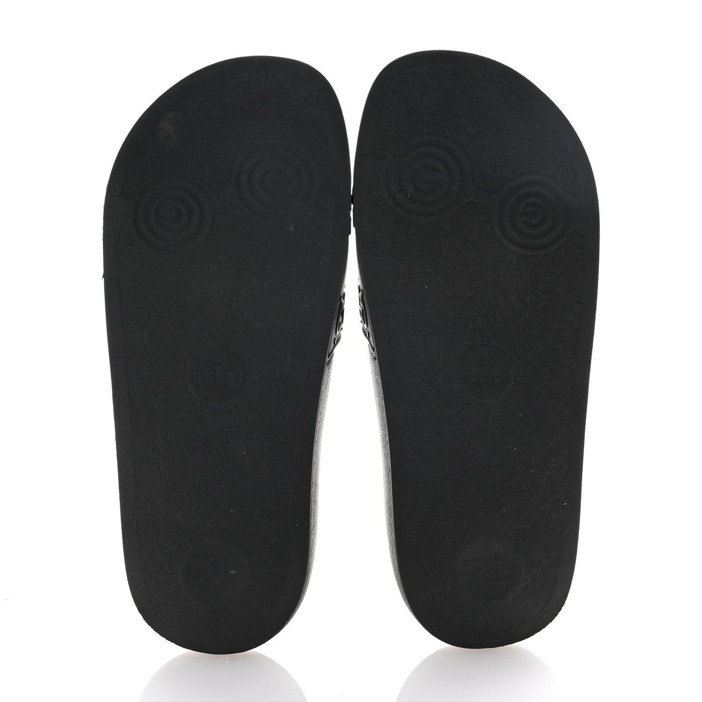 Rubber GG Monogram Perforated Womens Slide Sandals 35 Black