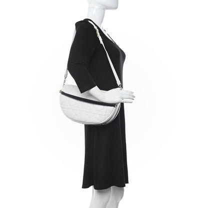Christian Dior Lambskin Cannage Medium Dior Vibe Hobo Bag White 3 of 9
