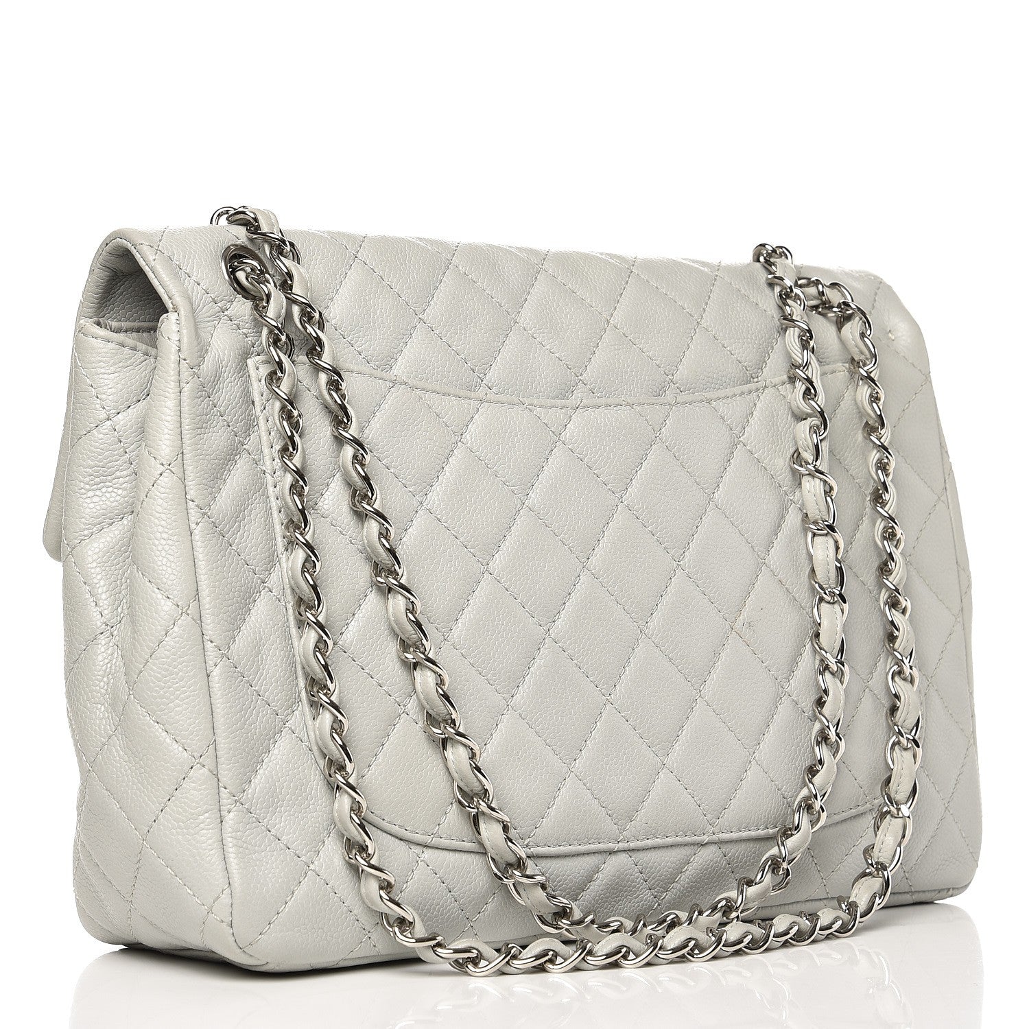 Chanel Caviar Quilted Maxi Single Flap Light Grey 4 of 12