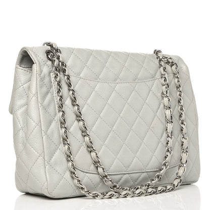Chanel Caviar Quilted Maxi Single Flap Light Grey 4 of 12