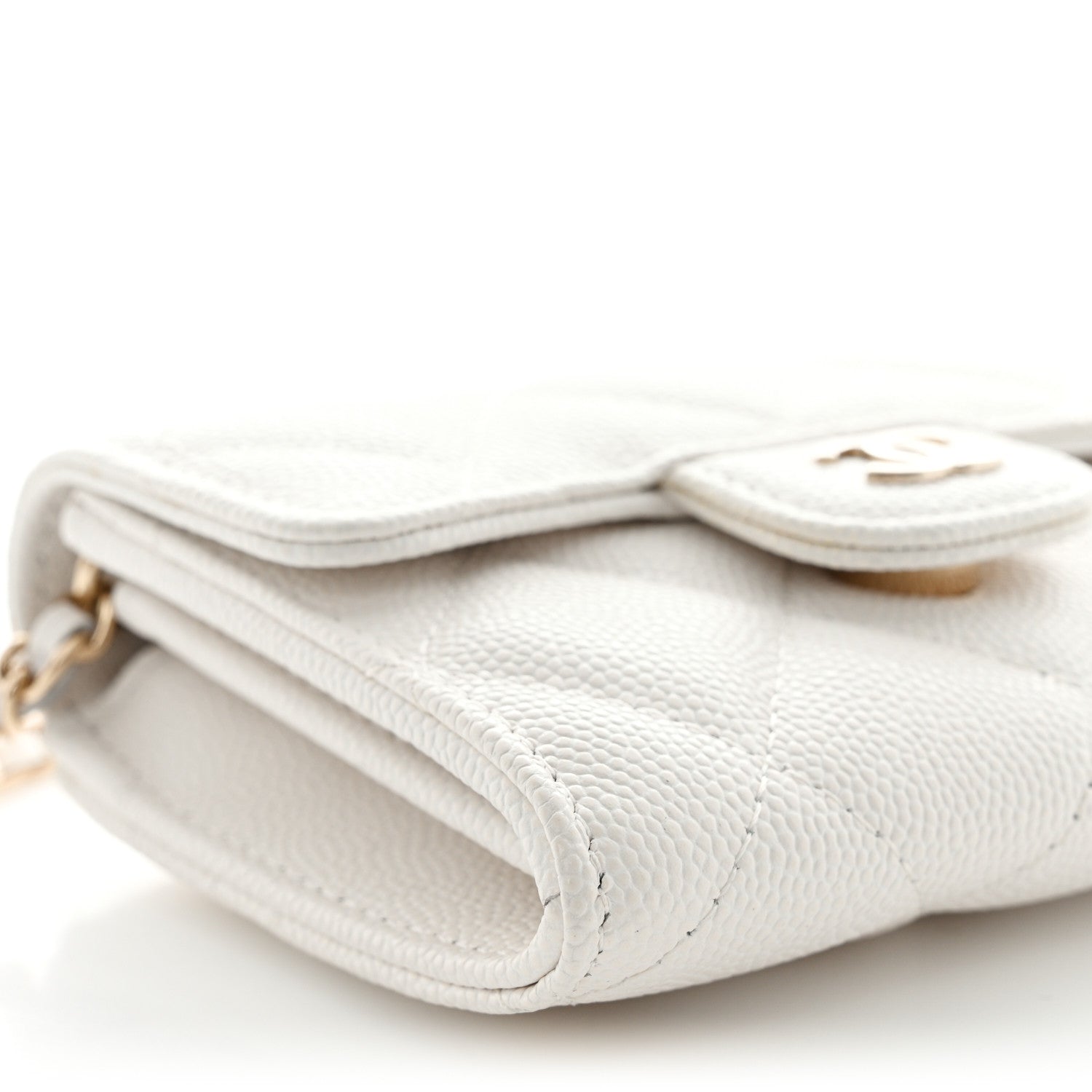 Chanel Caviar Quilted Flap Card Holder On Chain White 9 of 10