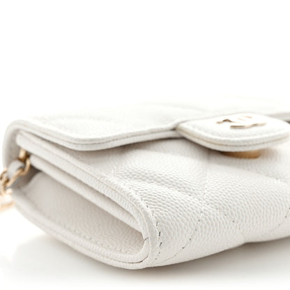 Chanel Caviar Quilted Flap Card Holder On Chain White 9 of 10