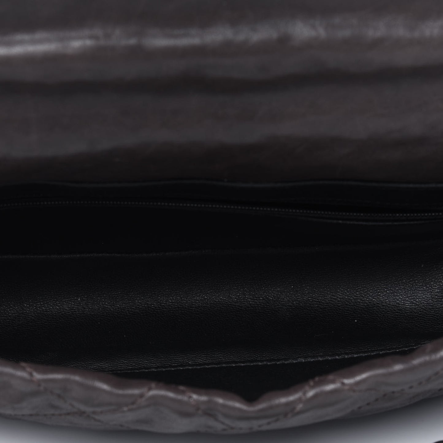 Calfskin Quilted Modern Chain Flap Brown