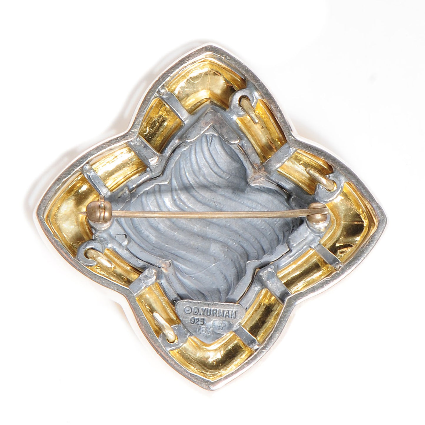 Sterling Silver 18K Gold Quatrefoil Brooch Pin