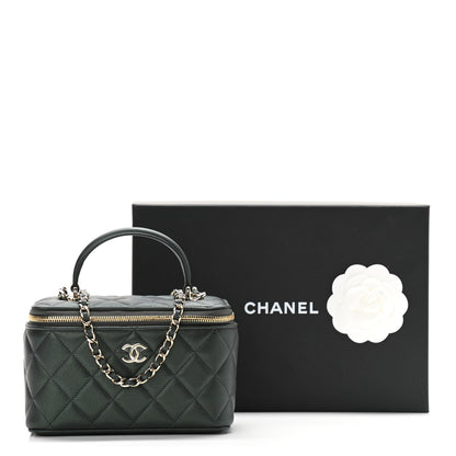Chanel Iridescent Lambskin Quilted Small Top Handle Vanity Case With Chain Green 11 of 11