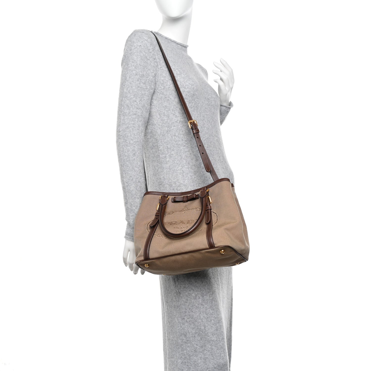 Prada Jacquard Logo Tote Corda Bruciato 2 of 10