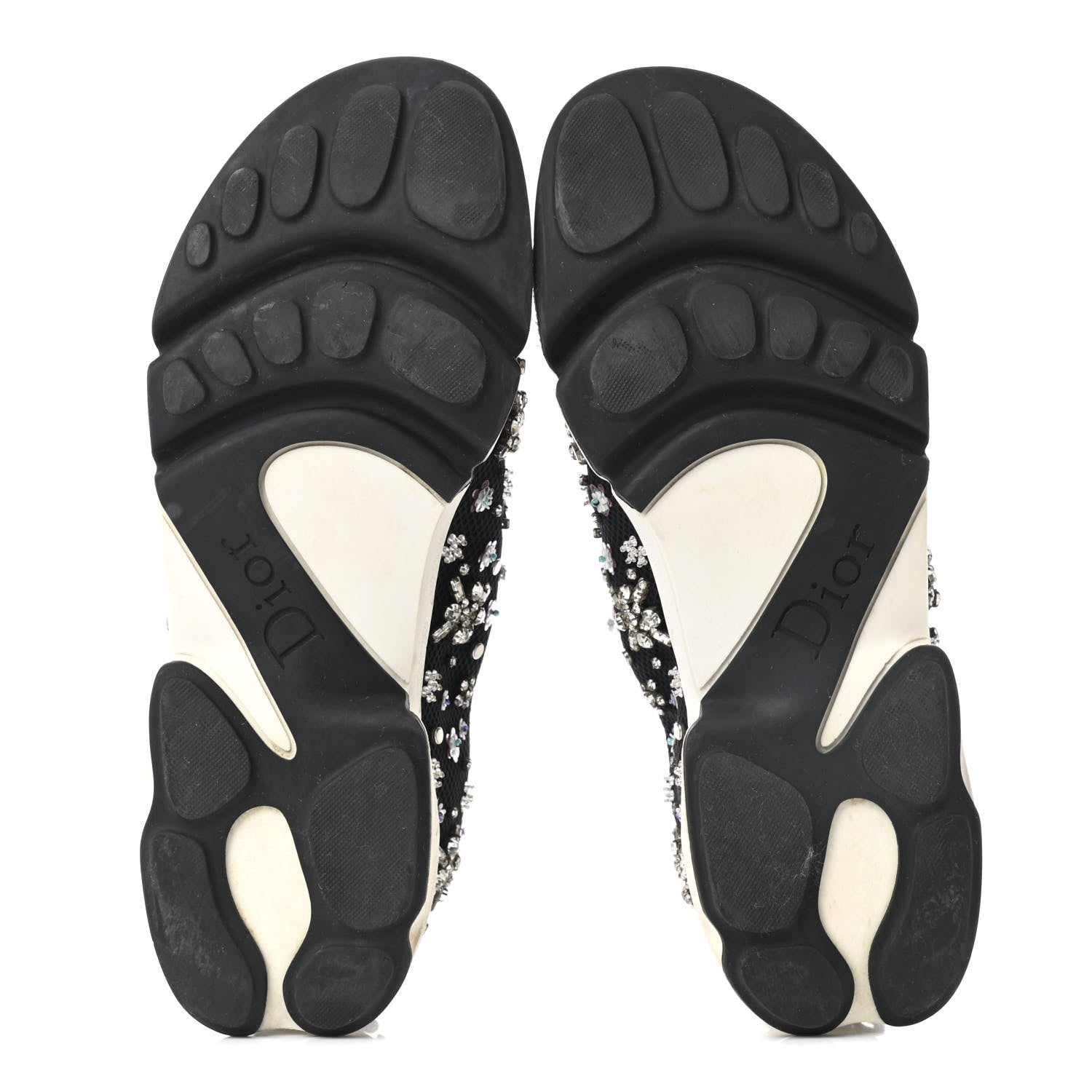 Christian Dior Technical Canvas Embellished Dior Fusion Sneakers Black White 5 of 9