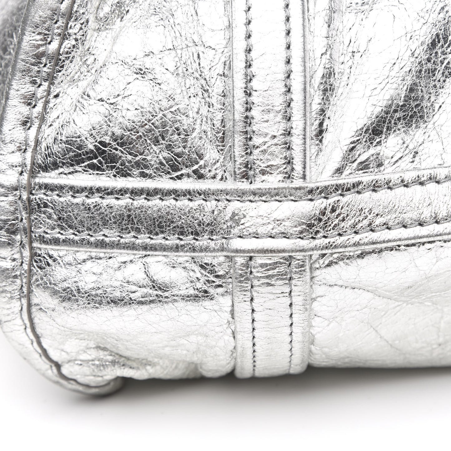 Metallic Calfskin S Bazar Shopper Tote Silver Hardware