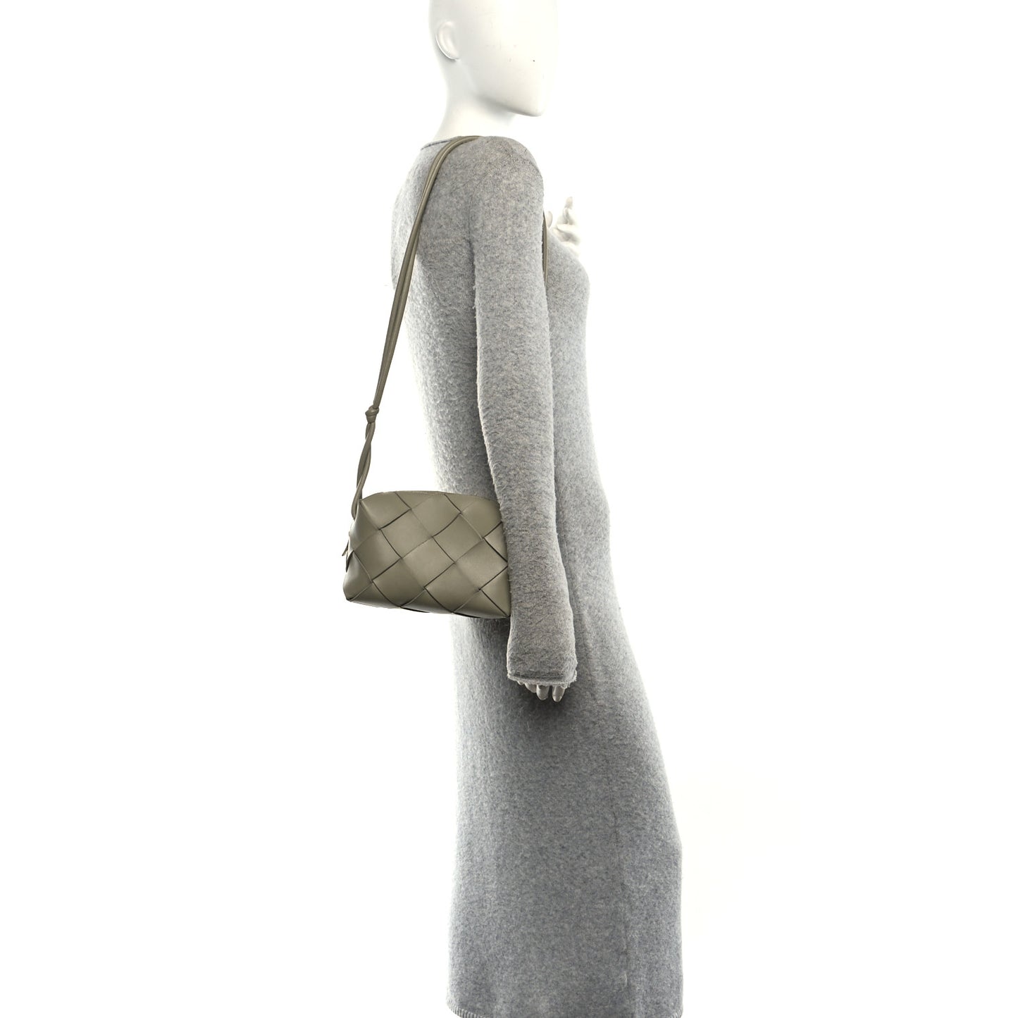 Lambskin Maxi Intrecciato Small Cassette Camera Bag Travertine