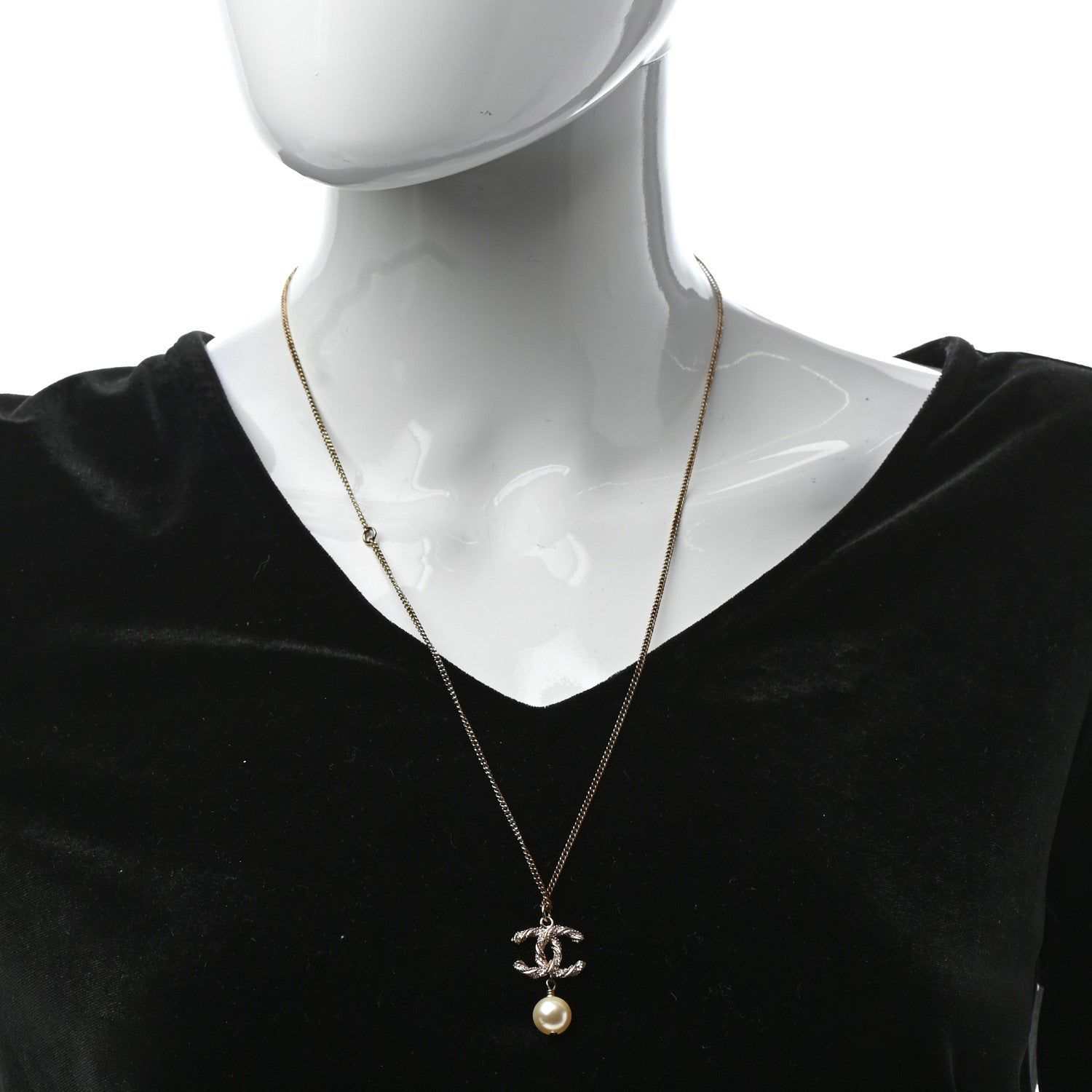 Chanel Crystal Twisted CC Drop Necklace Gold 2 of 5