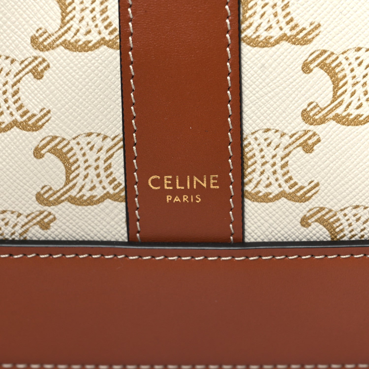 Celine Triomphe Canvas Calfskin Small Bucket Bag White 6 of 10
