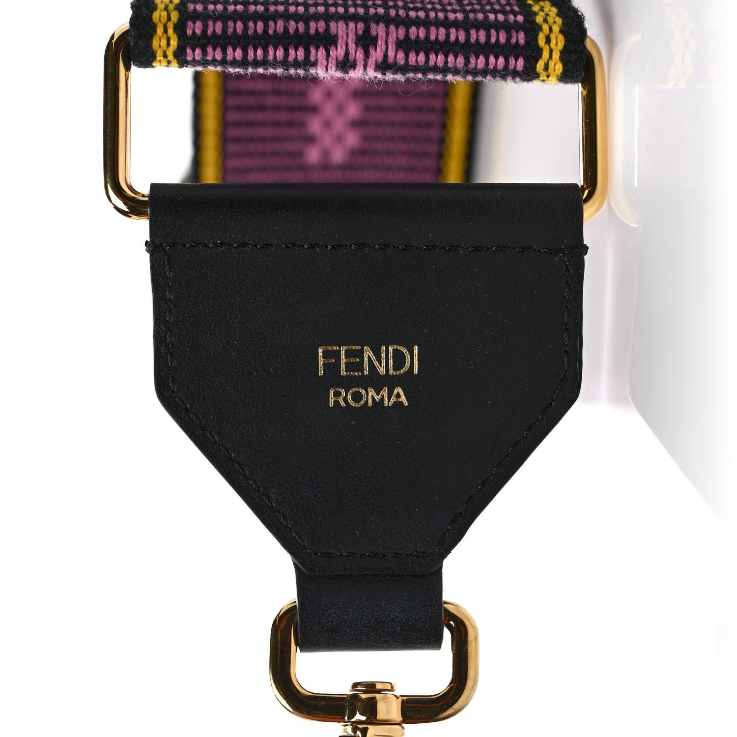 Fendi Cannete Ribbon Poly Vitello Century Logo Adjustable Strap You Lollipop Limon Black 3 of 5