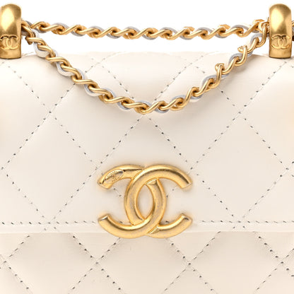Chanel Calfskin Quilted Perfect Fit Coin Purse With Chain White 9 of 11