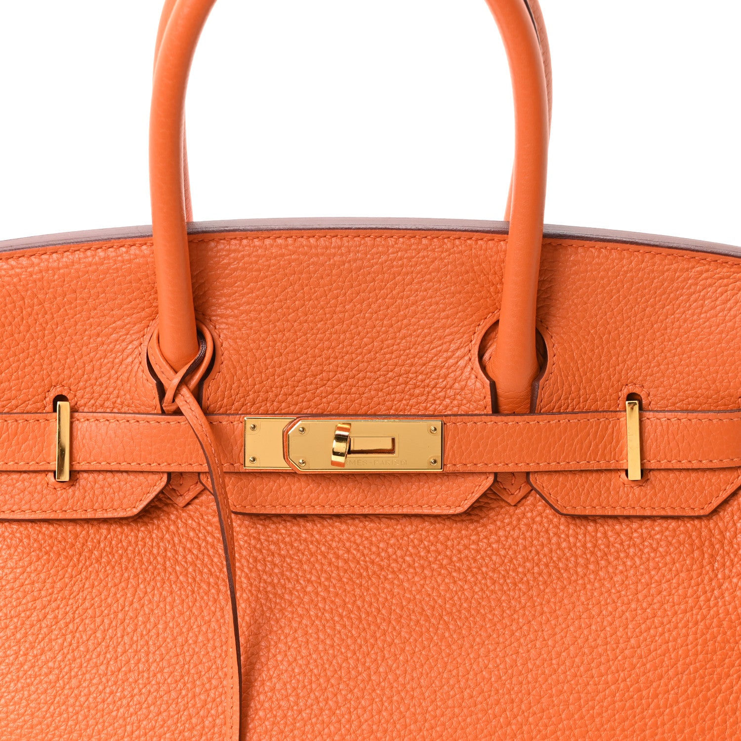 Hermes Taurillon Clemence Birkin 30 Orange 8 of 11